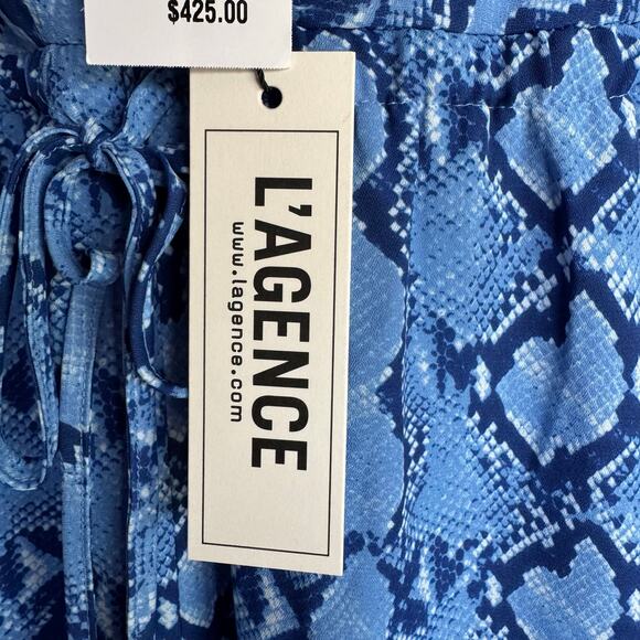L’Agence Sachi Dress Paloma Snake Blue Multi XL NWT Maxi Empire Statement - Picture 9 of 10